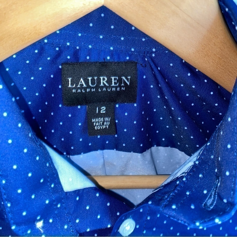 Lauren Ralph Lauren Kids Black Label Blue Dot No Iorn Button Down - Picture 6 of 6